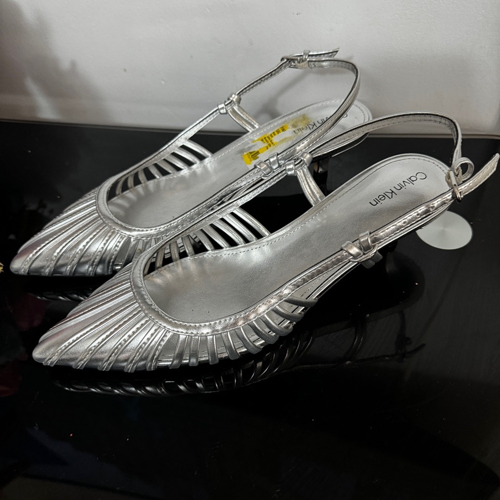 Calvin Klein Metallic Silver Heels